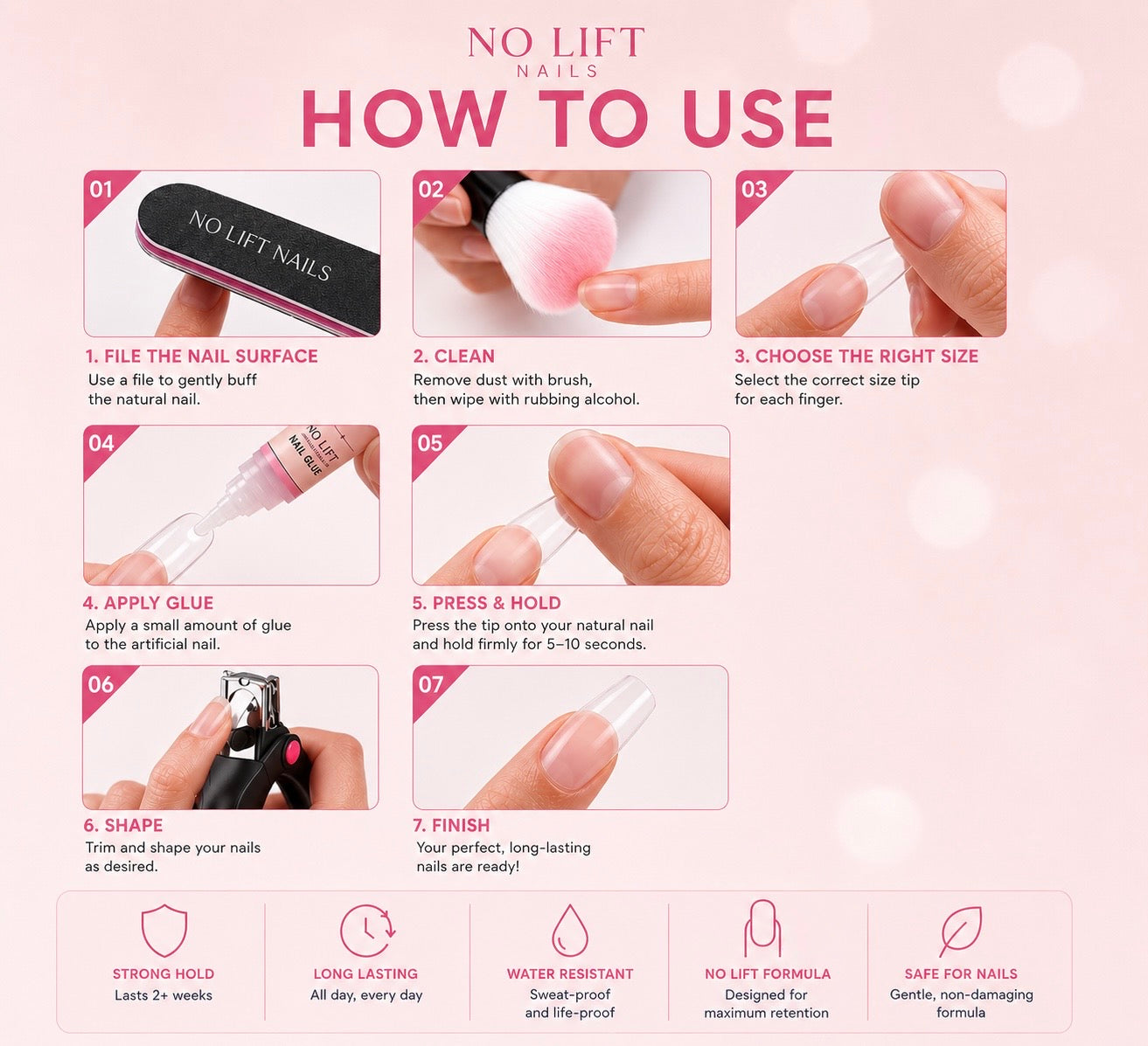 No-Lift Nail Glue – Long Lasting Hold