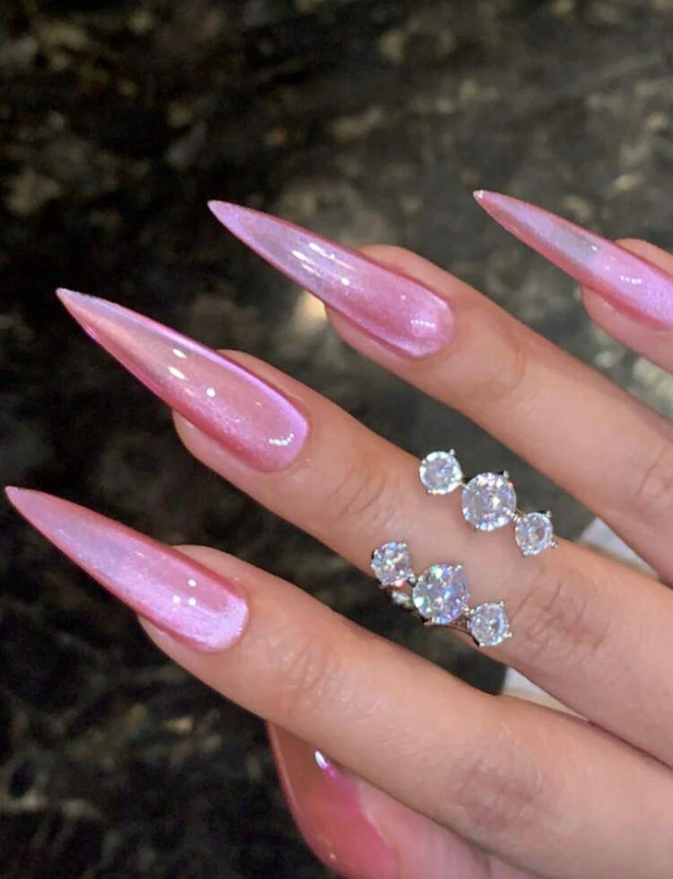 24pcs Cat Eye Stiletto Nails