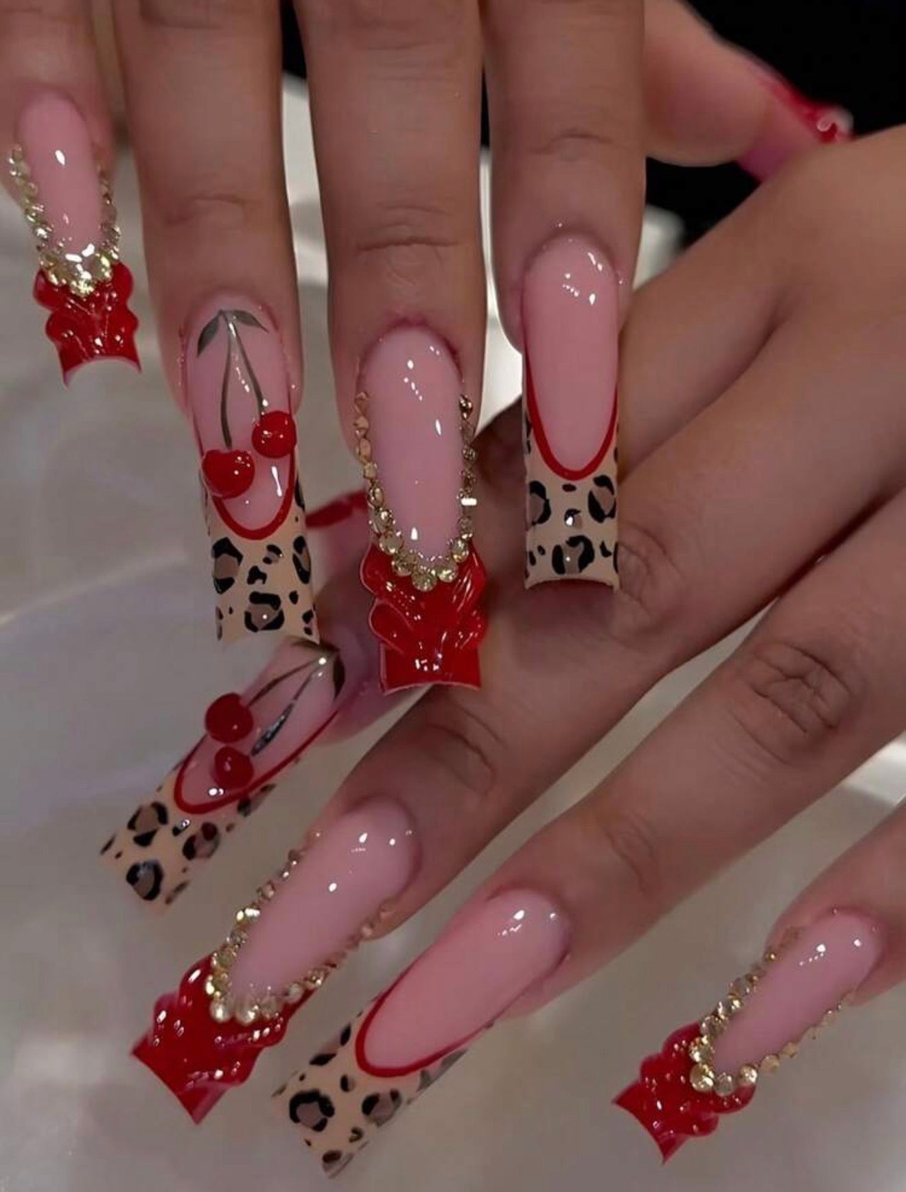 24 Pcs Cherry Bomb Nails
