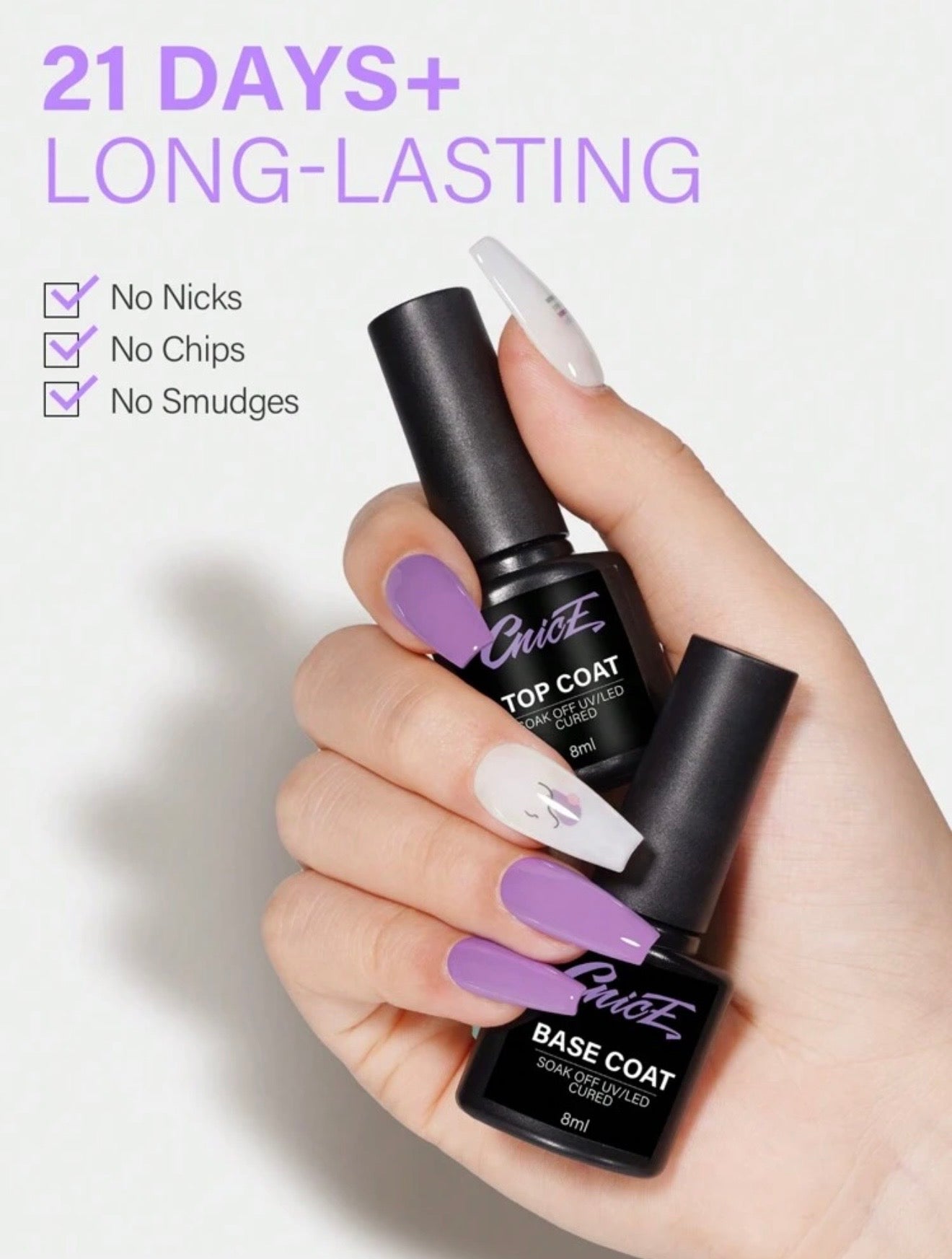 CNICE Base & Top Coat Set – Our Go-To for Long Lasting Press-Ons