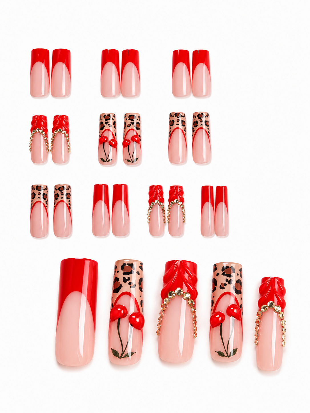24 Pcs Cherry Bomb Nails